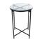 24" Metal X-Shaped Accent Table with Textured Glass Tabletop